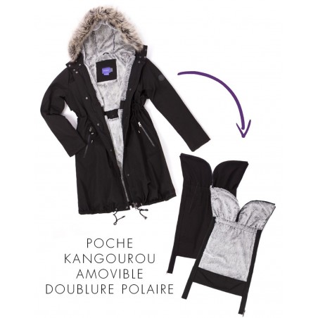 Parka grossesse gris évolutif couvre bébé