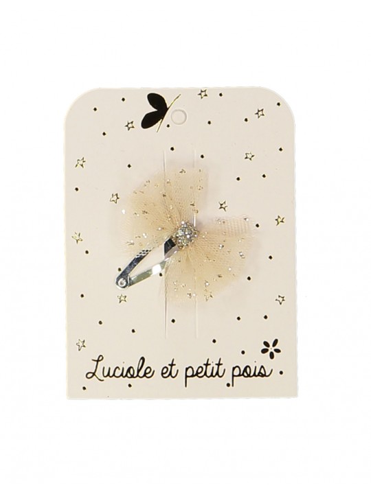 Mini barrette bébé tutu doré tulle 