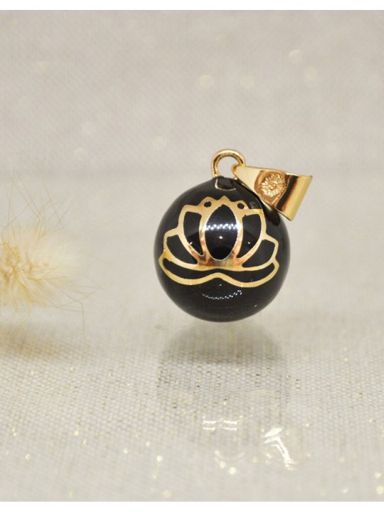 Bola grossesse fleur de lotus noir plaqué or jaune