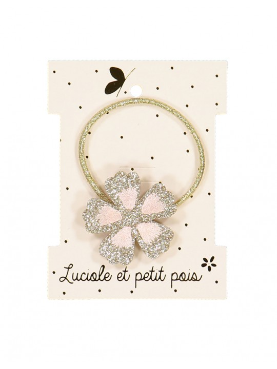 Elastique fleur or glitter