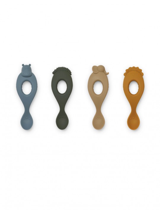 Lot de 4 cuillères safari | Mix bleu