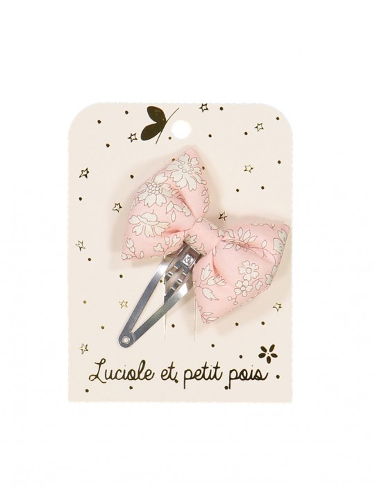 Barrette enfant noeud papillon Liberty Capel rose nude