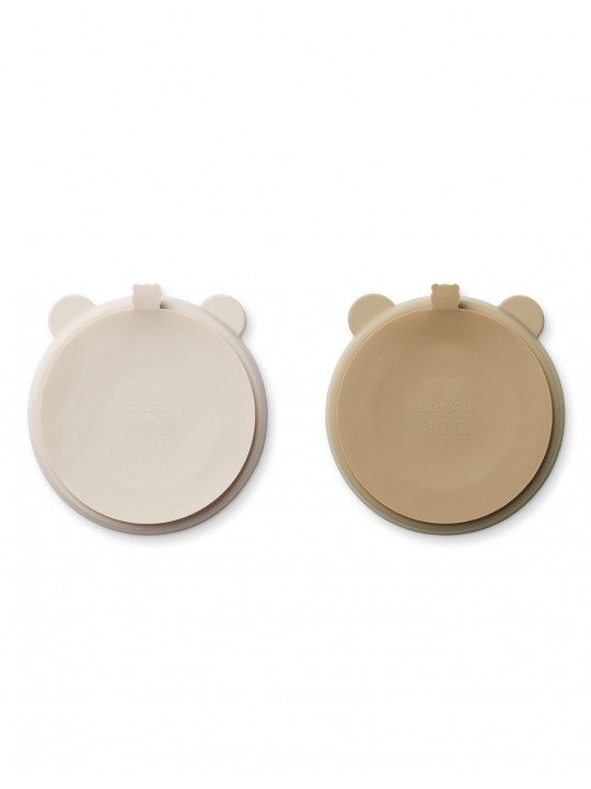 Duo assiettes plates ventouses | Sandy mix