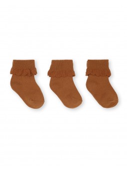 Lot 3 chaussettes | Broderies marron