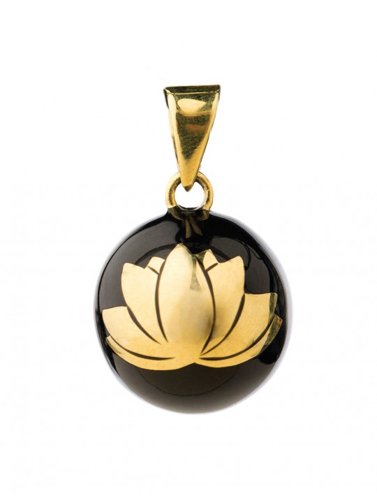 Bola grossesse noir fleur de lotus dorée