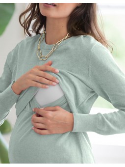 Pull grossesse allaitement Elyn | Sauge