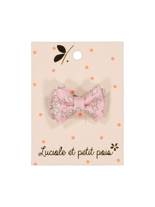 Mini barrette noeud double Liberty Capel rose