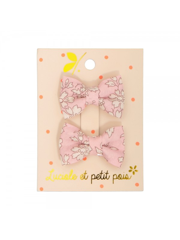 Duo mini barrettes bébé papillon Liberty Capel rose