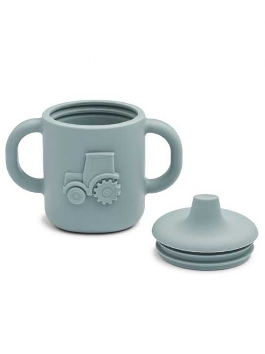 Tasse apprentissage silicone | Tracteur bleu