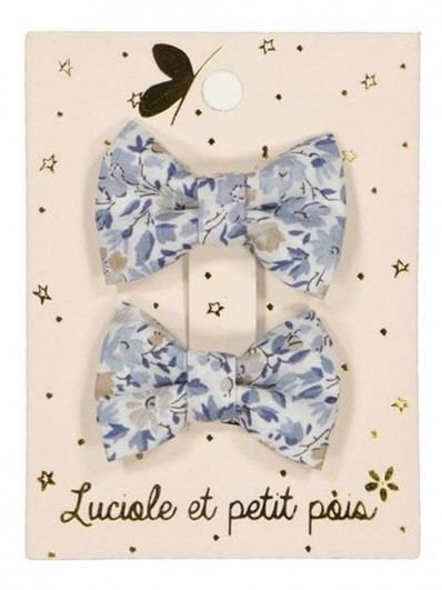 Duo mini barrettes papillon | Liberty Hannah Rose - Bleu