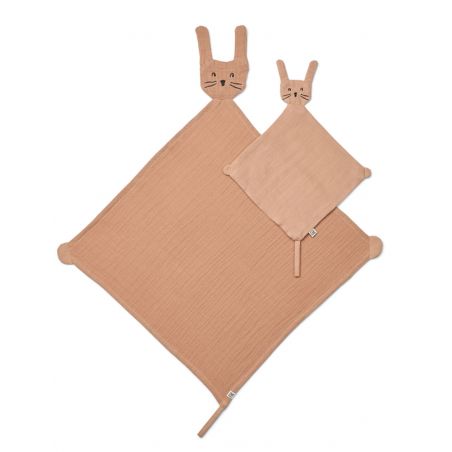 Duo doudous Alya lapin | Rose toscane