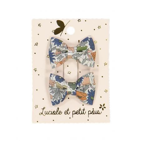 Duo mini barrettes papillon | Liberty Poppy forest