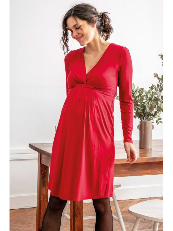 Robe grossesse et allaitement Emy | Rouge chili