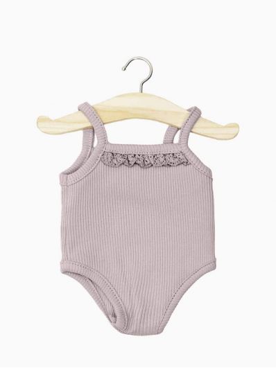 Les P'tits Basiques | Body à bretelles maille côtelée vieux rose et sa dentelle
