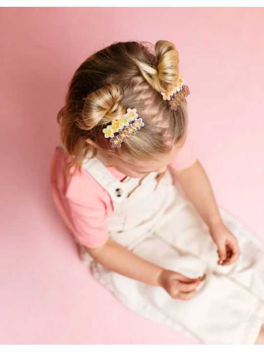 Barrette 4 fleurs sakura | Rose glitter