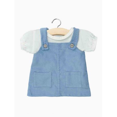 Ensemble Nelly | Robe salopette bleu artic & son t-shirt écru