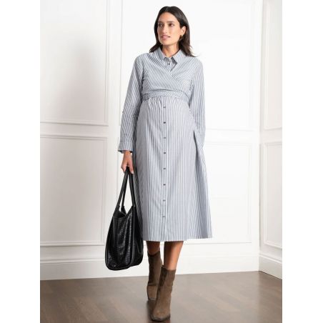 Robe chemise allaitement à rayures | Arianna