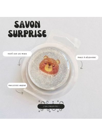 Savon à paillettes avec surprise pour enfant | Pince cheveux ourson