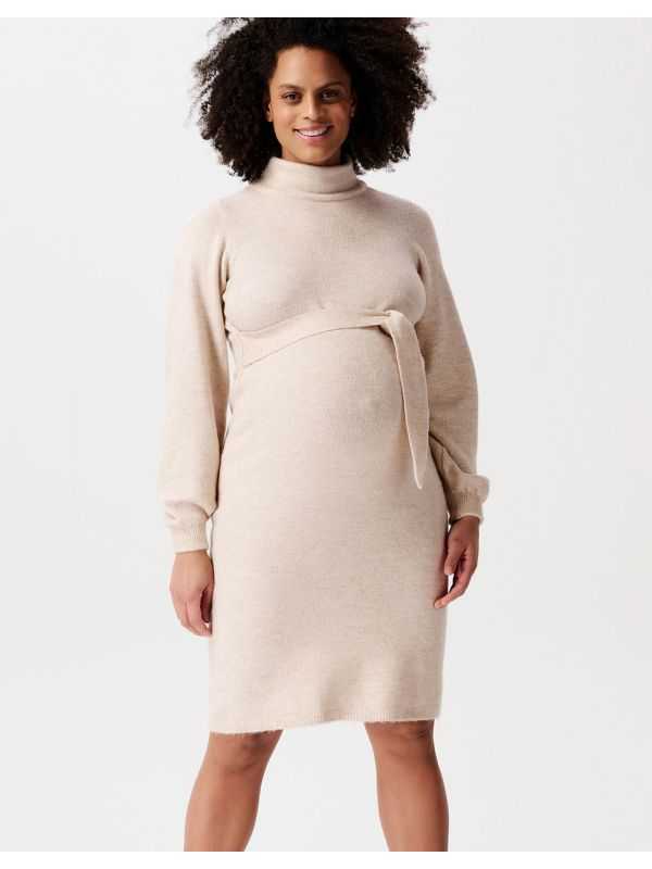 Robe de grossesse hiver Mico longueur midi beige, Noppies Inelle