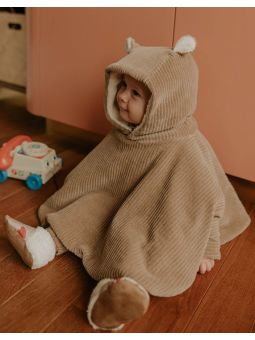 Poncho bébé velours | Taupe