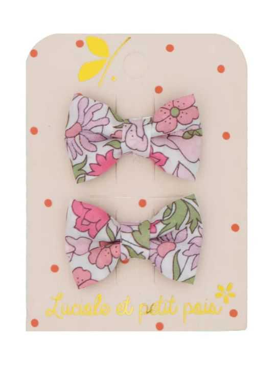 Duo mini barrettes papillon | Liberty poppy daisy rose