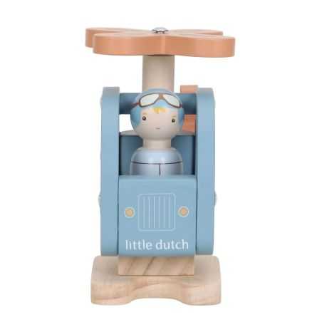 Hélicoptère avec figurine en bois