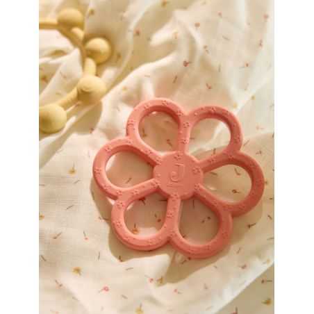Anneau dentition | Fleur rose corail