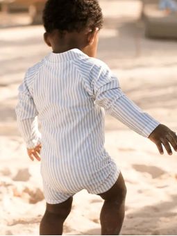 Combishort manches longues anti UV | Rayures bleues