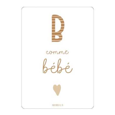 Carte B comme bébé et enveloppe kraft