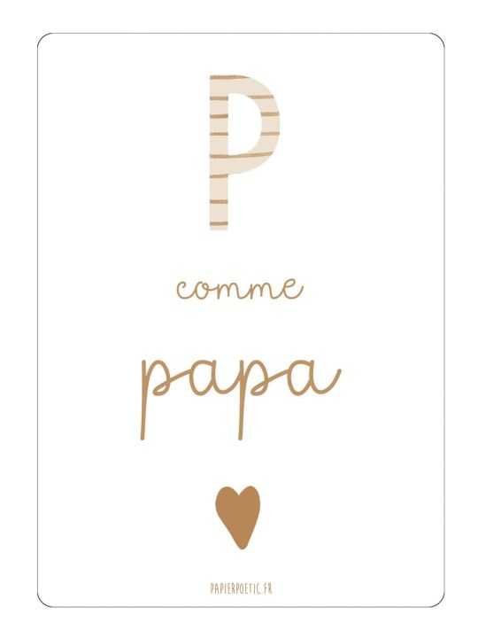 Carte P comme Papa et enveloppe kraft