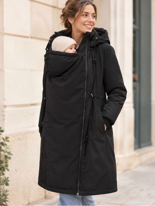 Manteau grossesse et couvre bébé | Alicia noir